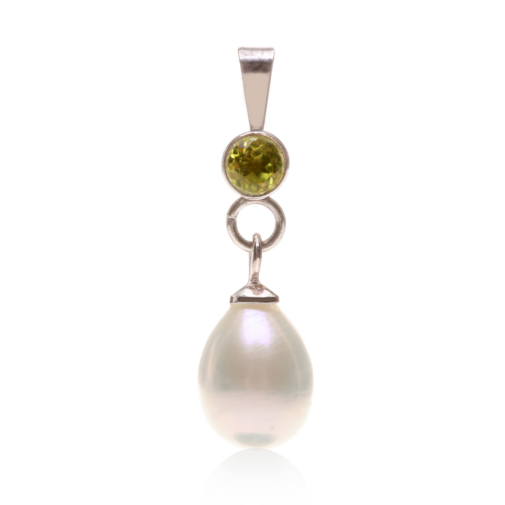 stříbrný perlový přívěsek s peridotem