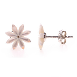 zlacené stříbrné náušnice perleťové květinky