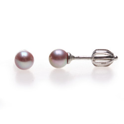  Stříbrné perlové náušnice lila