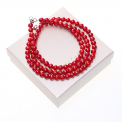 Korálová souprava červená stříbro