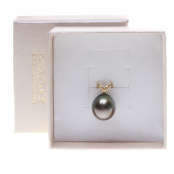 zlatý přívěsek s černou tahitskou perlou