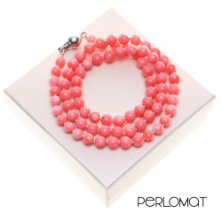 růžový korálový náhrdelník 50 cm 6 mm