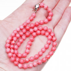 růžový korálový náhrdelník 50 cm 6 mm