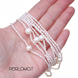 Perlový náhrdelník bílý s bílou 175 cm