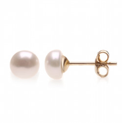 PP085_01_bílé perlové puzety buton 7mm zlacené