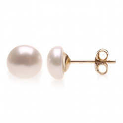 stříbrné perlové náušnice 8 mm zlacené