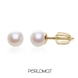 zlaté bílé perlové náušnice 5-5,5 mm zlato 585