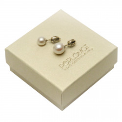 PP090_zlaté perlové náušnice bílé 5,5 a 7 mm šroubek 585