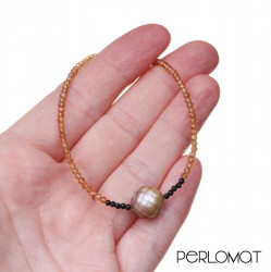 ER061_05_Náramek s tahitskou perlou, granáty a spinely