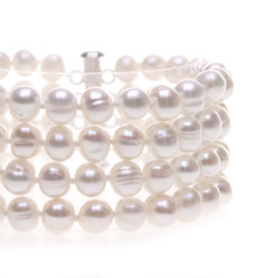 PR120_02_perlový náramek čtyřřadý bílý