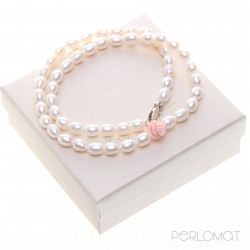 PH070_04_Perlový náhrdelník bílý s korálou růží 41cm