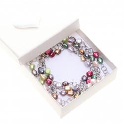 Dlouhý perstrobarevný perlový náhrdelník nerez 93 cm
