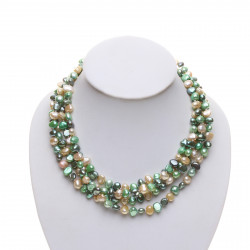 PH222_01_Perlový náhrdelník multicolor zelený