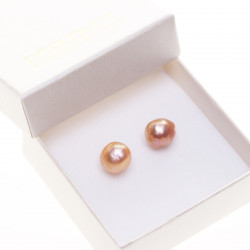 PP094_02_Stříbrné perlové náušnice s kasumi perlami broskvové šroubky