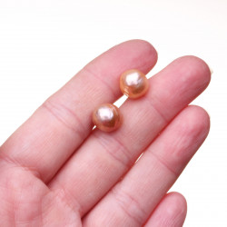 PP094_03_Stříbrné perlové náušnice s kasumi perlami broskvové šroubky