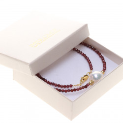 KH001_05_Granátový náhrdelník s Kasumi perlou 40 cm