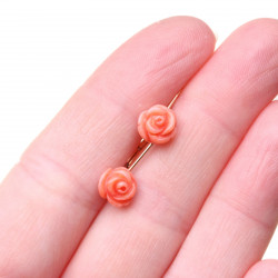 LV010_03_Zlaté korálové náušnice růžičky_Au 585