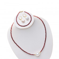 KS144_01_zlacená stříbrná souprava Granáty s Kasumi parlami