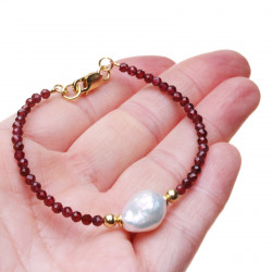 KS143_04_Náramek a visací náušnice Granát & Kasumi zlacené stříbro Perlomat