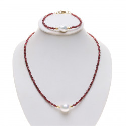 KS142_01_Náhrdelník a náramek s granáty a kasumi perlou