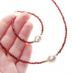 KS142_02_Náhrdelník a náramek s granáty a kasumi perlou