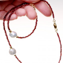 KS144_04_zlacená stříbrná souprava Granáty s Kasumi parlami