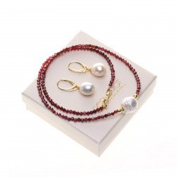 KS144_01_zlacená stříbrná souprava Granáty s Kasumi parlami