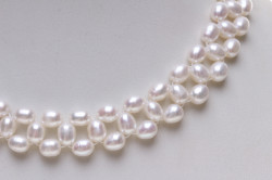 PS135_02_perlová souprava bílá svatební 34+18cm stříbro 925