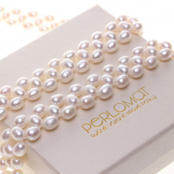 PS135_03_perlová souprava bílá svatební 34+18cm stříbro 925