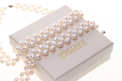 PS135_04_perlová souprava bílá svatební 34+18cm stříbro 925