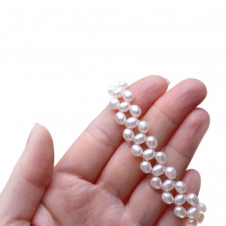 PS135_05_perlová souprava bílá svatební 34+18cm stříbro 925