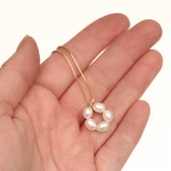 PZ091_03_Perlový kroužek na řetízku 925 - bílá