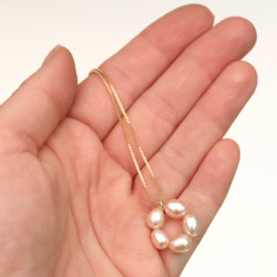 PZ091_04_Perlový kroužek na řetízku 925 - růžová