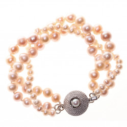 PR115_03_Perlový náramek lila trojřadý