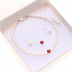 PS136_01_Perlový set Pearl & Onyx, bonus s řetízkem