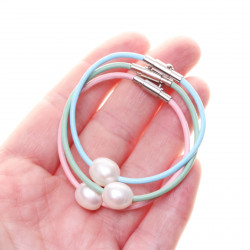 CR019_02_Dárková sada tří dívčích náramků perla na kůži nerez