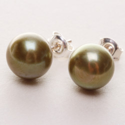 PP098_01_stříbrné náušnice s perlami khaki 925