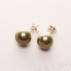 PP098_02_stříbrné náušnice s perlami khaki 925