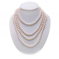 dlouhý perlový náhrdelník bílý 150 cm