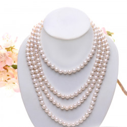 perlový náhrdelník bílý 150 cm 6 mm