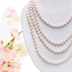 perlový náhrdelník bílý 150 cm 6 mm