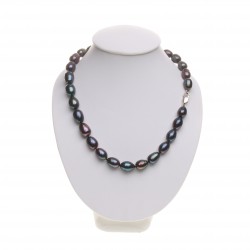 černý perlový náhrdelník, rýžové perly