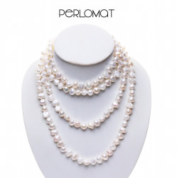 PH068_01_dlouhý bílý perlový náhrdelník barokní perly 130 cm