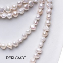 PH068_02_dlouhý bílý perlový náhrdelník barokní perly 130 cm