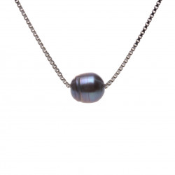 perla na řetízku - černá sladkovodní perla