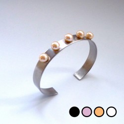 nerezový náramek s přírodními sladkovodními perlami