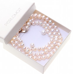 Stříbrná perlová souprava bílá trojdílná se šroubky perly 6-7 mm