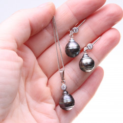 Stříbrný perlový set tahitské perly