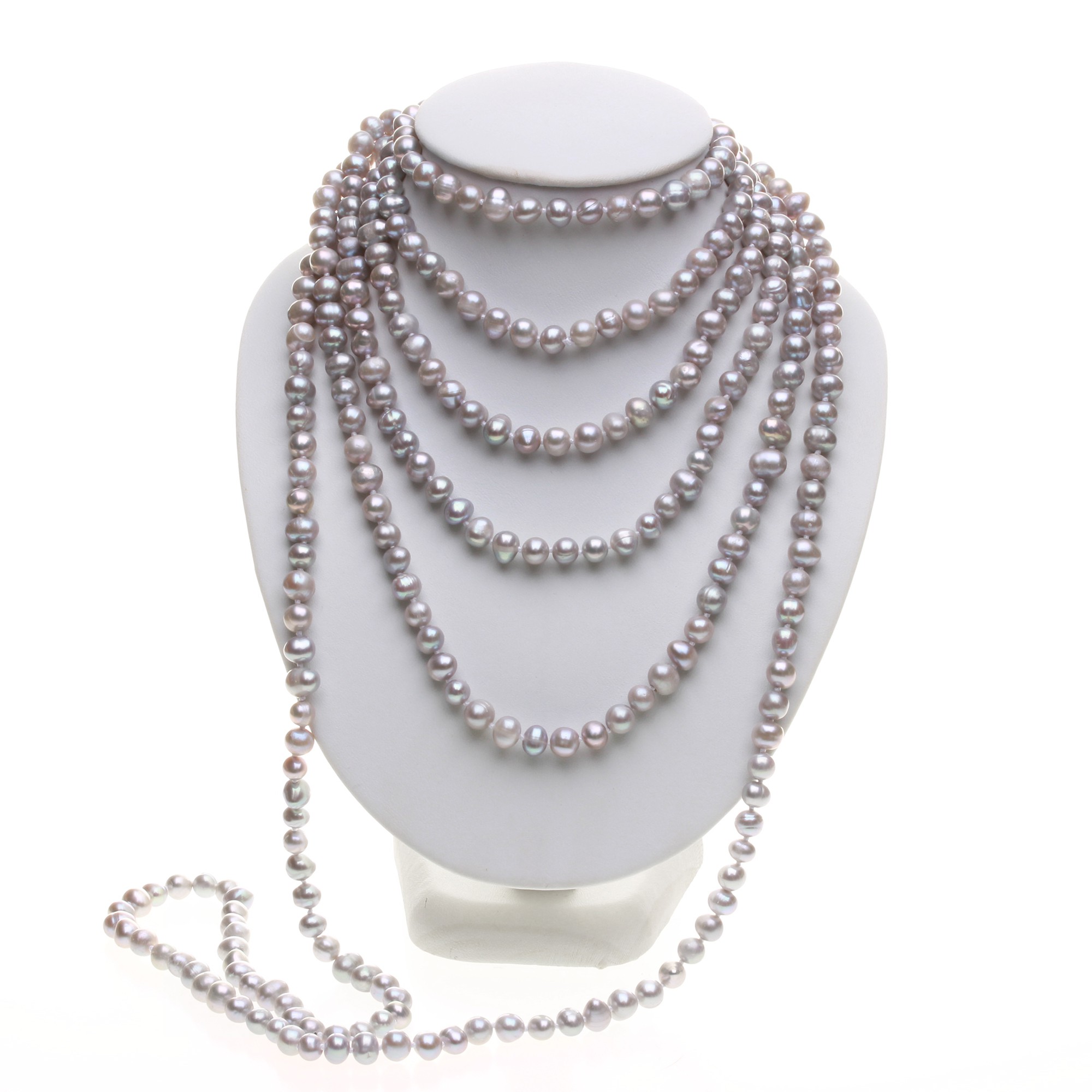 dlouhý šedý perlový náhrdelník