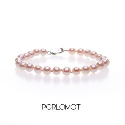 růžový perlový náramek - kulaté perly 6 mm